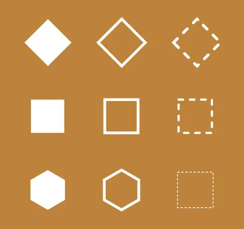 A set of abstract geometric shapes in the form of a rhombus, square, hexagon. Stock Illustration