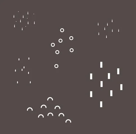 A set of abstract geometric shapes in the form of rain. Stock Illustration