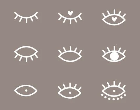 A set of abstract geometric shapes in the shape of different eyes. Stock Illustration