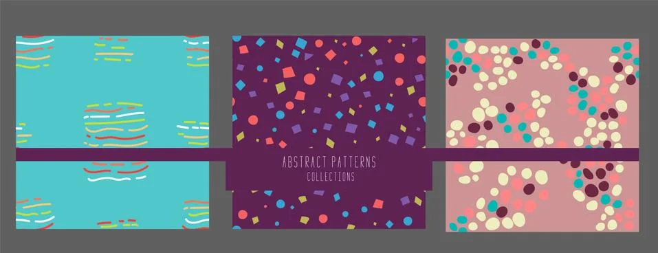 Set of Abstract geometric Vector seamless patterns. circle stripes, square, t イラスト素材
