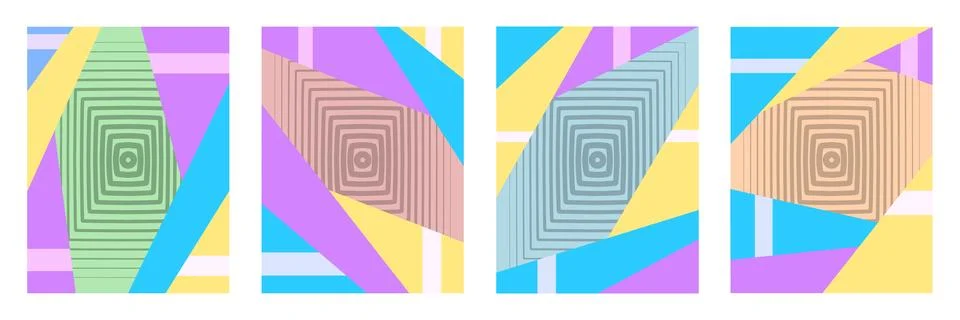 Set of abstract geometric vertical posters Stock Illustration