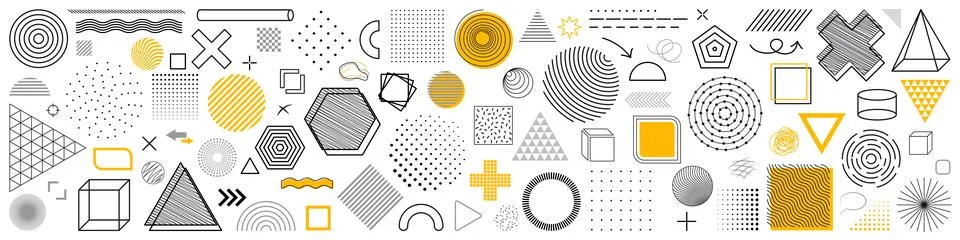 Set of abstract geometrical graphic elements on white background イラスト素材