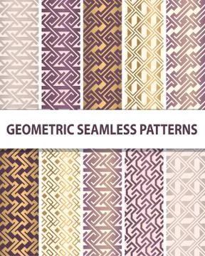 Set of abstract geometrical seamless patterns. Stock Illustration