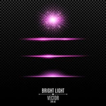 Set. Abstract glare and flashes isolated on a transparent background. Golden Stock Illustration