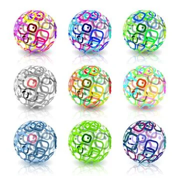 Set of abstract globes made from retro rectangles. Illustrazione stock