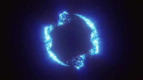 Set of abstract glowing moving swirling looped circles of blue gold red and p Stock Illustration