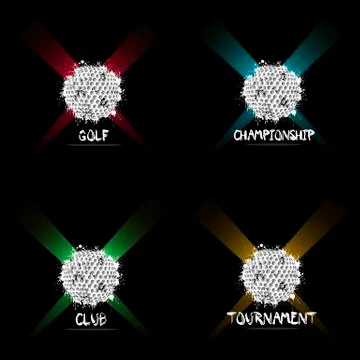 Set abstract golf balls of ink blots Illustrazione stock