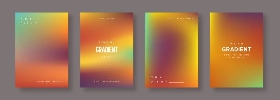 Set of abstract gradient backgrounds. Sunset beach or summer colors. Illustrazione stock