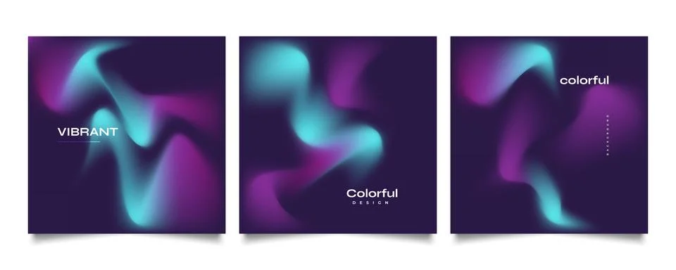 Set of Abstract Gradient Cover or Poster Design. Blurred Fluid Background Illustrazione stock