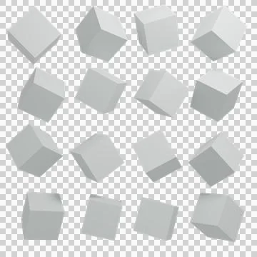 Set Abstract Gray 3D Geometric Cube Graphic Illustration Illustrazione stock