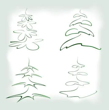 Set of abstract green Christmas tree in frame. EPS10 vector illustration Illustrazione stock