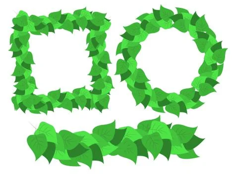 Set of abstract green frames with leaf Stock Illustration