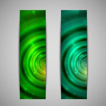 Set of abstract green glowing banners Stock Illustration