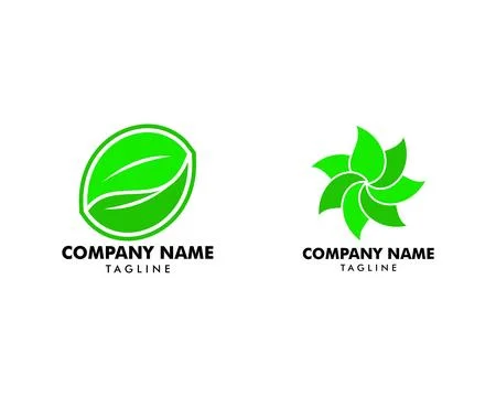 Set of Abstract green leaf logo icon vector design Stock Illustration