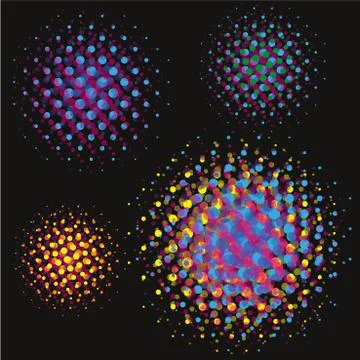 Set of Abstract Halftone Circles backgrounds, vector illustration globes in Stock Illustration