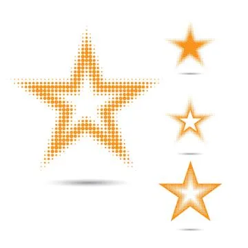 Set of abstract halftone design  elements, star shape Illustrazione stock