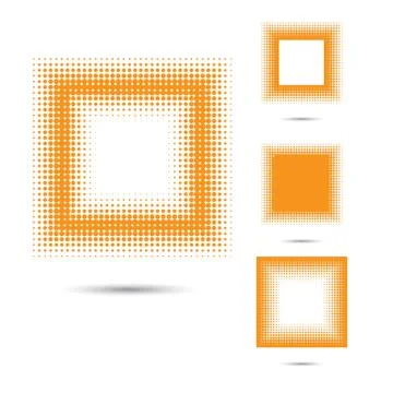 Set of abstract halftone design elements, square shape. Stock Illustration