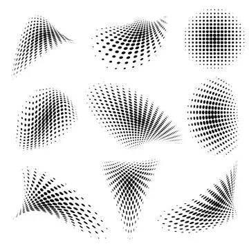 Set of Abstract Halftone Design Elements Stock Illustration
