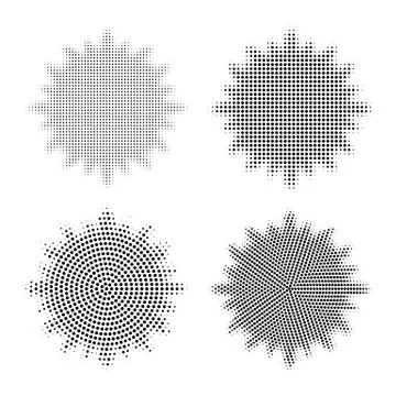 Set of abstract halftone design elements. Abstract star shape. Vector Stock Illustration