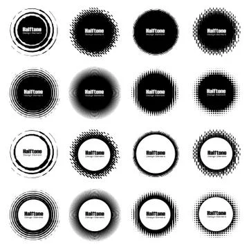 Set of Abstract Halftone Design Elements, vector illustration, logo Illustrazione stock