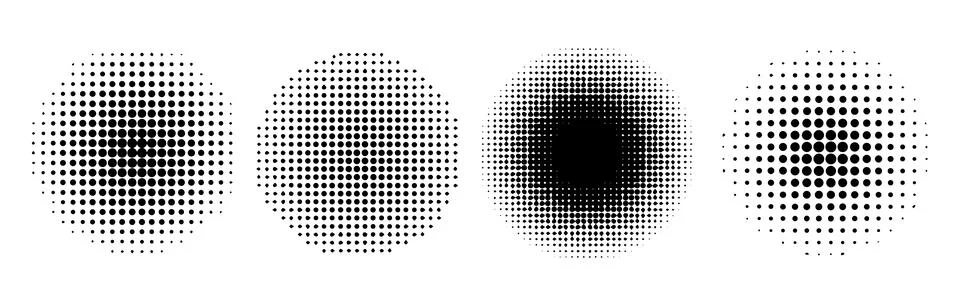 Set of Abstract Halftone Design Elements. Halftone dots in circle. Circle hal Stock Illustration