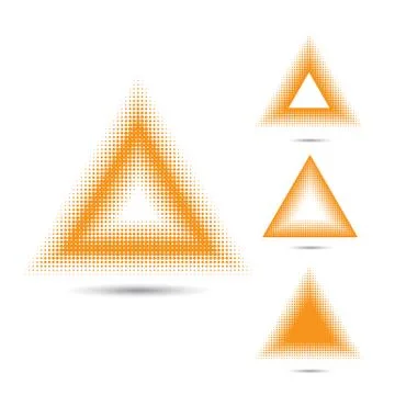 Set of abstract halftone design elements,triangle shape. Illustrazione stock