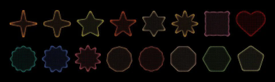 Set of abstract halftone graphic element. Geometric shapes. Memphis design,.. Stock Illustration