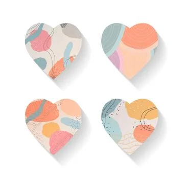 A set abstract hand-drawn pattern in the shape of a heart. A design element. Stock Illustration