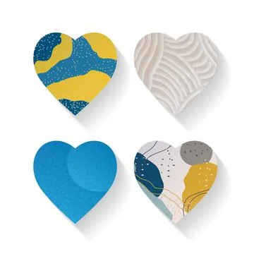 A set abstract hand-drawn pattern in the shape of a heart. A design element. Stock Illustration