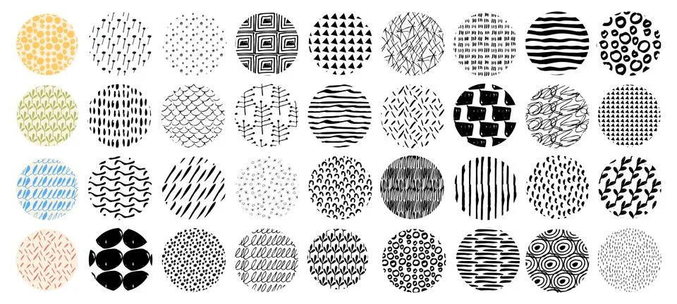 Set of abstract handdrawn highlight element, hand drawn texture for ig storie Stock Illustration