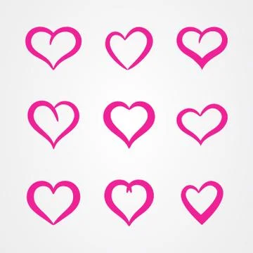 Set of abstract heart shape outline vector. symbol of love. Stock Illustration