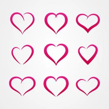 Set of abstract heart shape outline vector. symbol of love Stock Illustration