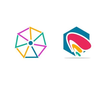 Set of Abstract hexagon logo design Stock Illustration