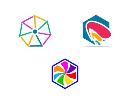 Set of Abstract hexagon logo design Stock Illustration