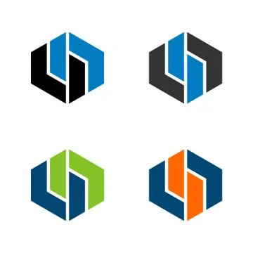 Set Abstract Hexagon Logo Template Illustration Design. EPS 10. Stock Illustration