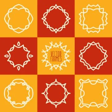 Set of abstract hipster emblems logo frames Stock Illustration