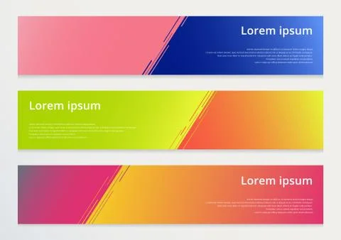 Set of abstract horizontal banner design template diagonal lines contrast col Stock Illustration