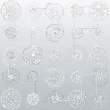 Set of abstract hud elements isolated on gray background. High tech motion Illustrazione stock