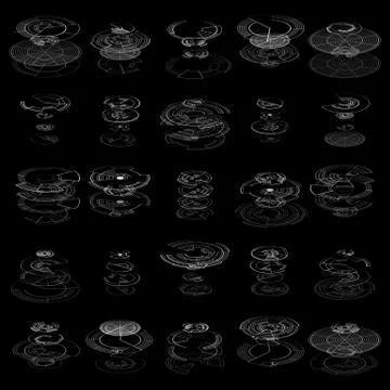 Set of abstract hud elements isolated on black background. High tech, virtual Stock Illustration