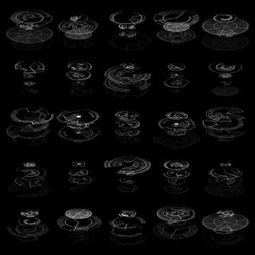 Set of abstract hud elements isolated on black background. High tech, virtual Stock Illustration