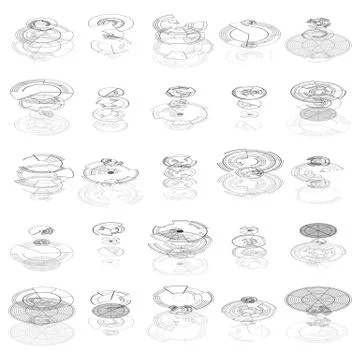 Set of abstract hud elements isolated on white background. High tech, virtual Illustrazione stock