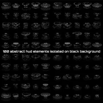 Set of abstract hud elements isolated on black background. High tech, virtual Stock Illustration