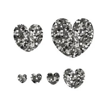 Set of abstract icons in the shape of hearts. Stock Illustration