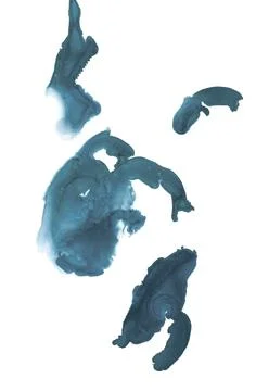 Set of abstract indigo spots that look like stylized insects Stock Illustration