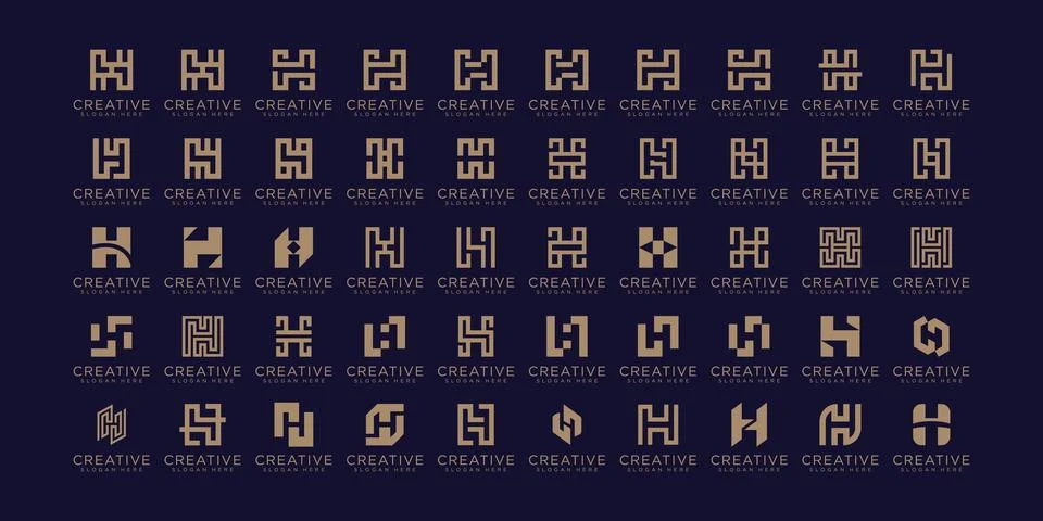 Set of abstract initial letter H logo template Stock Illustration