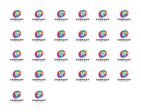 Set of Abstract Initial Letter Overlay Transparency Logo Template Stock Illustration
