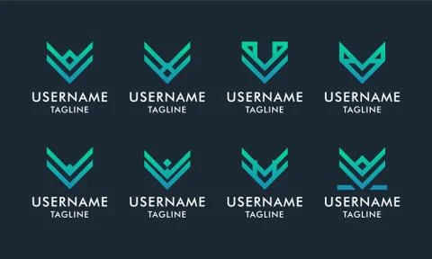 Set of abstract initial letter V logo design template Illustrazione stock