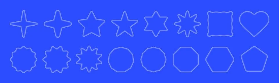 Set of abstract inner glow frames in various geometric and star shapes on a.. Illustrazione stock