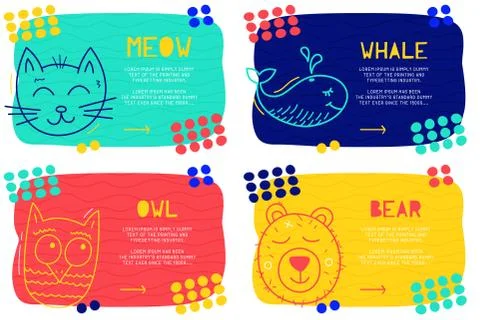 Set Abstract landing page pattern with different element, text block and dood Illustrazione stock