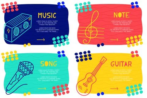 Set Abstract landing page pattern with different element, text block and dood Illustrazione stock